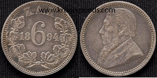 1894 ZAR Sixpence